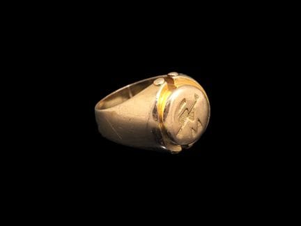 Siegelring aus 750er Gelbgold mit gravierter Platt