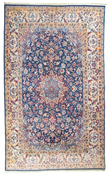 Tapis ISPAHAN tissé sur chaines et trames en soie 