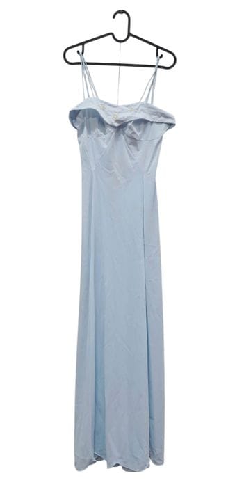 Abito blu Schiaparelli con spalline sottili e rica