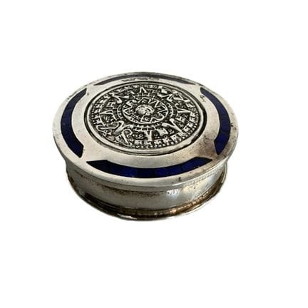 Scatola in argento messicano con smalto; scatola r