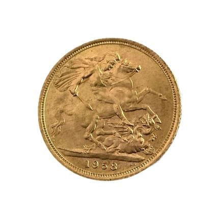 Lira d'oro, Regno Unito, 1958, con l'effigie della