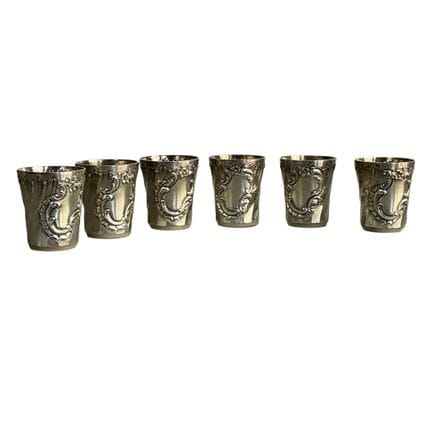 Sei bicchieri "Gobelets" in argento francese, deco