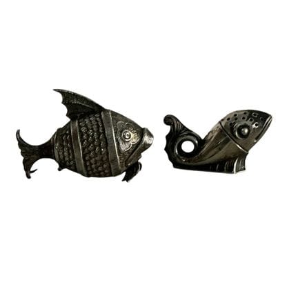 Coppia di saliere - Pesce in argento Coppia di sal