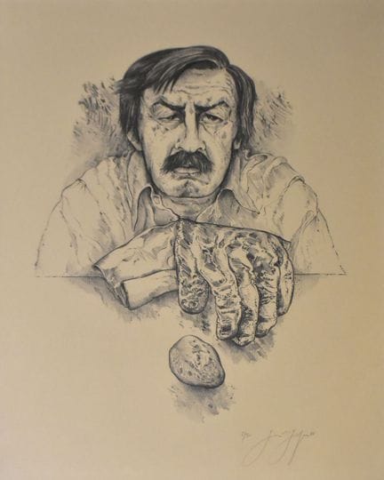 Selbstbildnis mit Handschuh und Stein   Grass, Gün