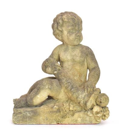 Gartenfigur: Putto mit Füllhorn  20. Jh. |   Stein