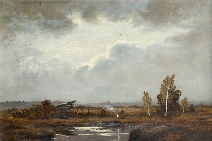 Frau im Moor   Deutschland 19./20. Jh. Öl/Leinwand