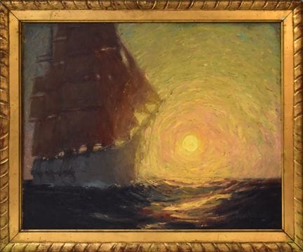 Segelschiff im Sonnenuntergang   Warning, John 19.