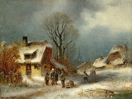Dorf im Winter   Doll, Anton 1826 München - 1887 e