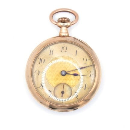 Damentaschenuhr Goldfarbenes Zifferblatt mit schwa