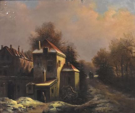 Stadtrand im Winter   Unbekannt 19./20. Jh. Öl/Hol