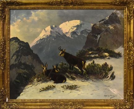 Gämsen im Schnee   Müller, Moritz II 1868 München 