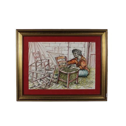 P. MADE' – Lithografie, die einen Tierpräparator z