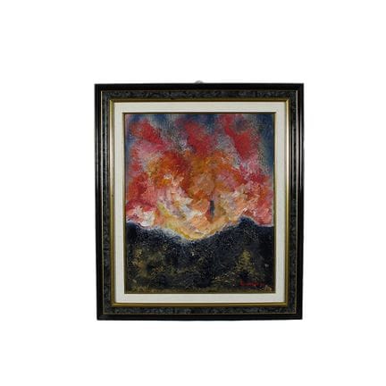 布面油画，描绘抽象场景，署名Fr. Orlando。装裱于黑色塑料画框内，饰有金色镶边。 意大利，9