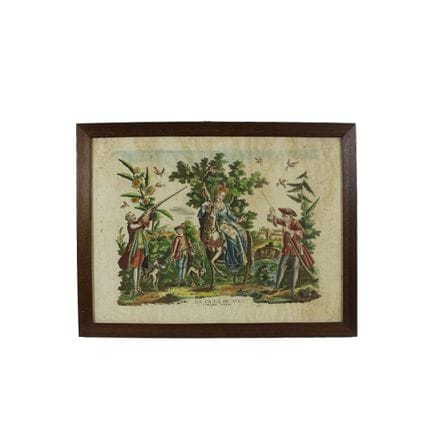 一组彩色版画，描绘狩猎场景，装裱于木框内  西班牙 19世纪  高50厘米 × 宽65厘米