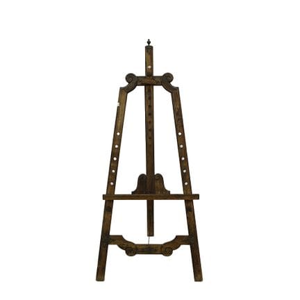 CAVALLETTO DA PITTORE  in legno di noce con applic