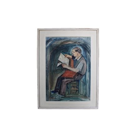 AIELLO Aquarell auf Karton, das eine lesende Perso