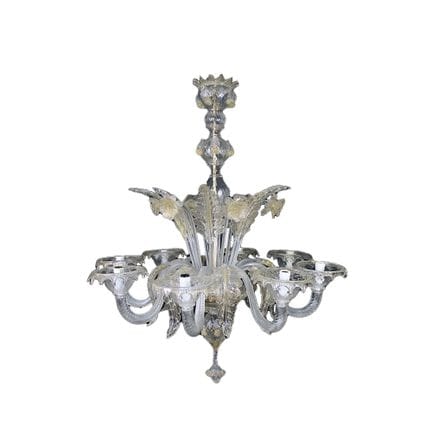 LAMPADARIO in vetro di Murano con lumeggiature oro