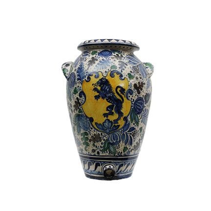 ORCIO  in maiolica dipinta a motivi fogliacei dent
