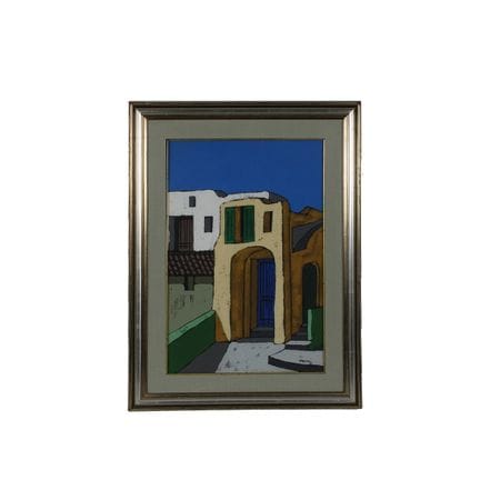 S. SPALLONE 一套两幅采用喷砂技法创作的画作，题为《渔民小屋》和《海鸥》，装裱于镀金和镀银