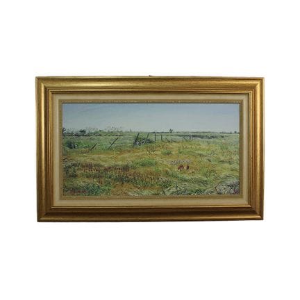 布面油画，描绘乡村风景，署名“Pascal”，配有镀金木框，意大利，画高36厘米×宽74厘米——画框