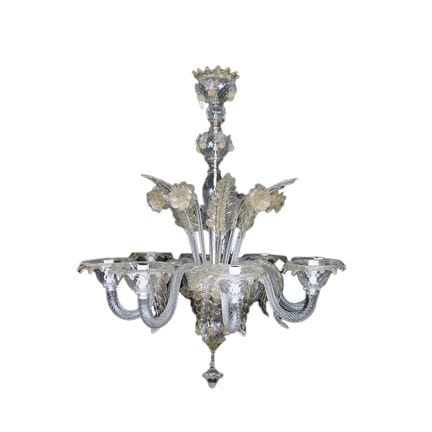 LAMPADARIO in vetro di Murano con lumeggiature oro