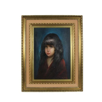 埃尔伯特·穆莱（ERBERT MULE'） 油画布面作品，描绘一名小女孩，装裱于镀金木框中。右下角及
