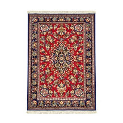 TAPPETO QUM  a fondo rosso riccamente decorato con