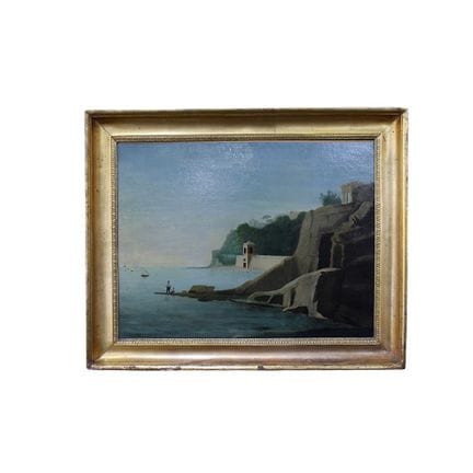 布面油画，描绘海滨风景，当代画作，画作尺寸：高47厘米×宽62厘米／画框尺寸：高59厘米×宽73厘米