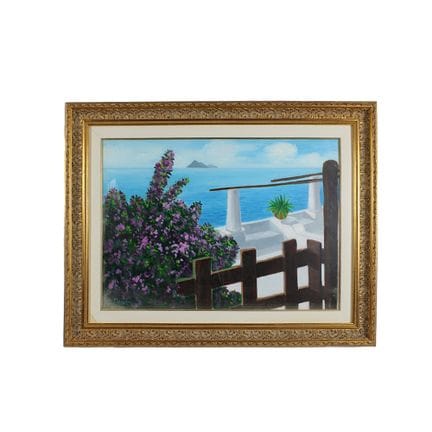 R. MESCHIS 油画布面作品，描绘海景。装裱于镀金木框内。随附真品证书。 意大利 20世纪 高