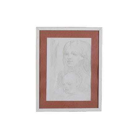 A. SASSU 石版画《母性》，装裱于白色漆面木框内，意大利，20世纪，画作尺寸：高30厘米×宽2