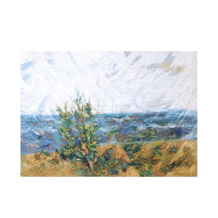 布面油画，描绘《风吹海滨》场景，右下角署名蒙塔尔索洛（特尔尼 1922—罗马 2005），尺寸 50