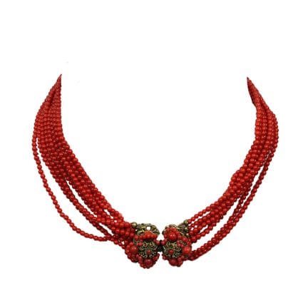 COLLANA TORCION in corallo mediterraneo a 8 fili c