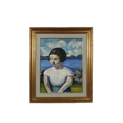 艾耶洛（AIELLO）油画，描绘了一位女性形象，装裱于镀金木框中。 意大利，20世纪，画作尺寸：高5