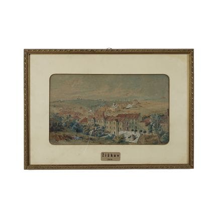 ACQUERELLO  raffigurante paesaggio ŻİŻKOV 1870  a 