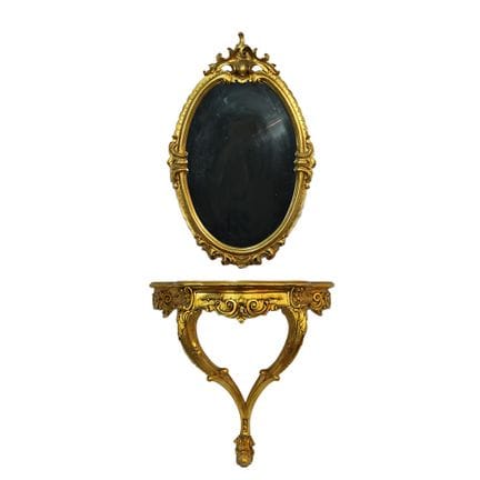 CONSOLLE A GOCCIA CON SPECCHIERA  in legno scolpit