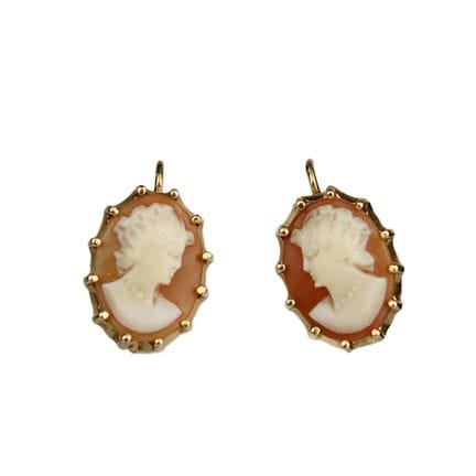 COPPIA ORECCHINI E ANELLO  in oro 750 con cammei f