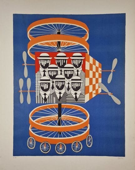 亚尼斯·盖蒂斯（希腊，1923-1984）
《拼车》。1973年。石版画。510 x 648 毫米。