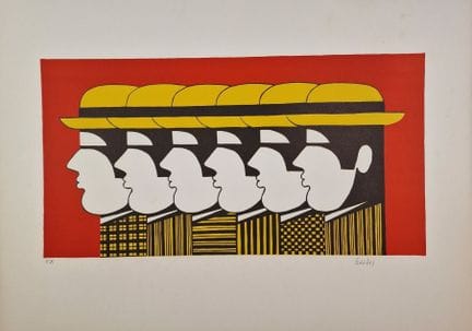 亚尼斯·盖蒂斯（希腊，1923-1984）
《黄帽》续作。约1973年。石版画。522 x 270 