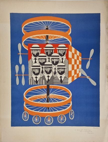 亚尼斯·盖蒂斯（希腊，1923-1984）
《拼车》。1973年。石版画。510 x 648 毫米。