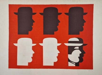 亚尼斯·盖蒂斯（希腊，1923-1984）
《六位戴帽男子》。1973年。石版画。650 x 500