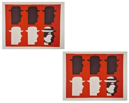 亚尼斯·盖蒂斯（希腊，1923-1984）
《六位戴帽男子》。1973年。 石版画。650 x 50