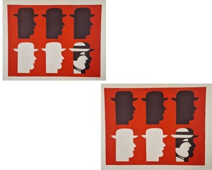 亚尼斯·盖蒂斯（希腊，1923-1984）
《六位戴帽男子》。1973年。石版画。650 x 500