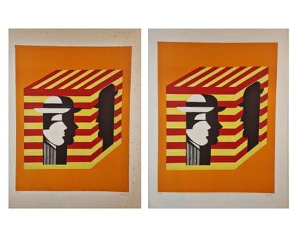 亚尼斯·盖蒂斯（希腊，1923-1984）
带图案的条纹立方体。约1973年。石版画。505 x 6