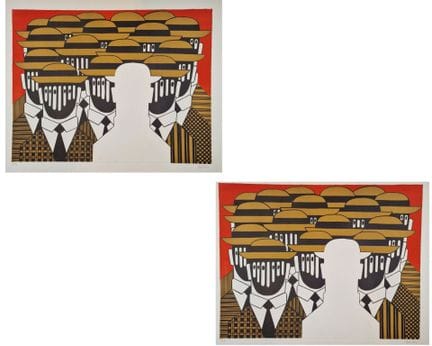 亚尼斯·盖蒂斯（希腊，1923-1984）
《戴棕色帽子的男人》。约1973年。石版画。650 x 
