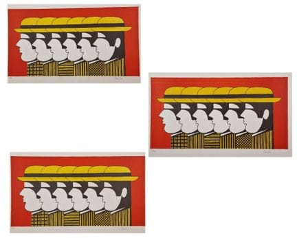 亚尼斯·盖蒂斯（希腊，1923-1984）
《黄帽子》续作。约1973年。石版画。522 x 270