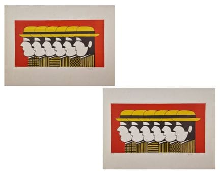 亚尼斯·盖蒂斯（希腊，1923-1984）
《黄帽子》续作。约1973年。石版画。522 x 270