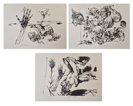 弗拉基米尔·维利科维奇（1935-2019） 
《阿尔滕堡的胡桃树》
羊皮纸石版画
画作边缘以铅笔签