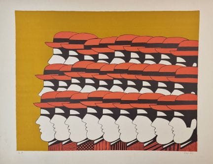 亚尼斯·盖蒂斯（希腊，1923-1984）
《戴红帽的男子》（横版）。约1973年。石版画。650 