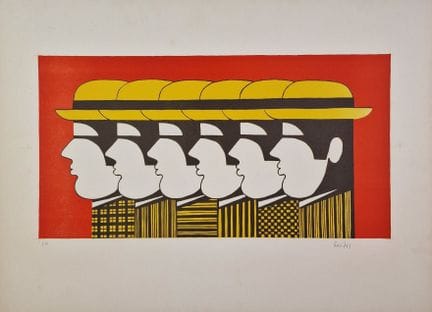 亚尼斯·盖蒂斯（希腊，1923-1984）
《黄帽》续作。约1973年。石版画。522 x 270 