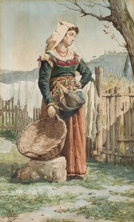 托马斯·莫拉加斯（1837—1906）
纸本水彩画。左下角有签名。47 × 29 厘米。